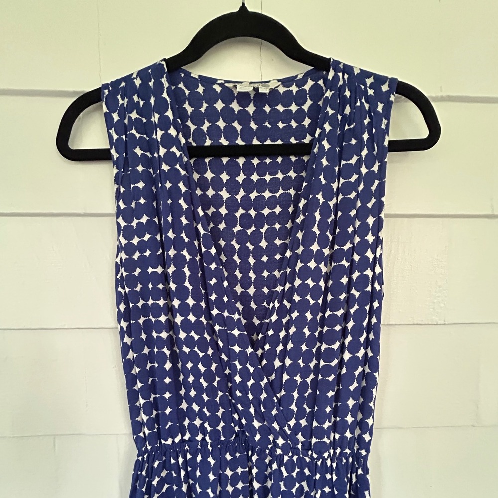 Boden Blue White Geometric Sleeveless Pocket Dress Size 8 - Picture 4 of 10